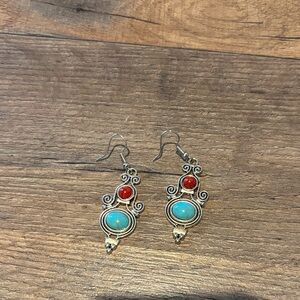 BNWP Elegant Turquoise and Red Earrings